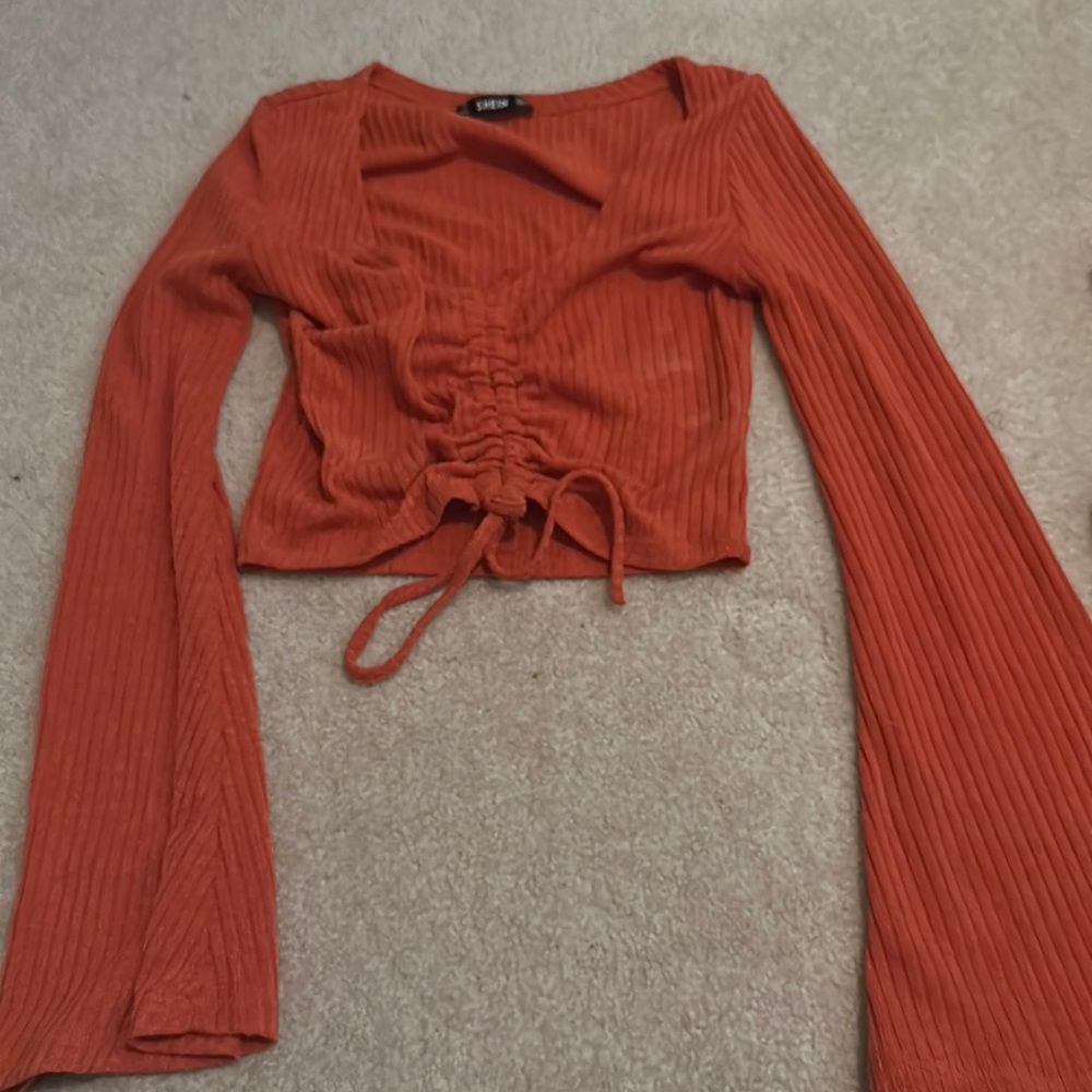Orange long sleeve crop top